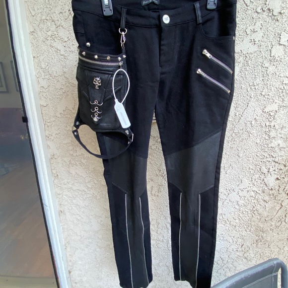 Super cool Devil Fashion Black /Punk Goth Jeans NWT - Picture 1 of 4